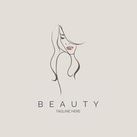 woman face beauty line style salon spa logo template design for brand or company and other vector