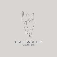 cat line style catwalk logo design template for brand or company and other vector