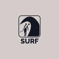 Surf logo silhouette design template for brand or company and other vector