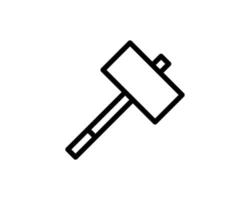 icono de martillo de batalla de línea negra aislado sobre fondo blanco. establecer iconos coloridos botones cuadrados. ilustración vectorial vector