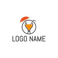 Summer Orange Juice Drink Icon Logo Design Vector