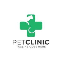 plantilla de diseño de logotipo de clínica de mascotas con ilustración de vector de icono de gato