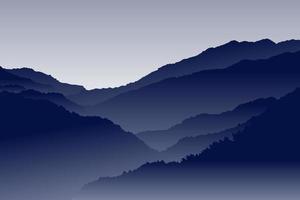 Mountain landscape with silhouettes of forest trees. Perfect to use for Background. Dark Blue Color Silhouette vector