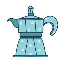 Geyser coffee maker polka dot vector icon. Hand drawn illustration isolated on white background. Metal Italian moka pot for brewing drinks - espresso, cappuccino. Flat cartoon clipart, color doodle.