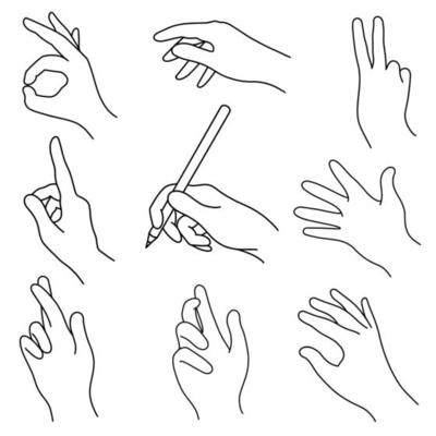 Right human hands vector icons set. Hand drawn illustration isolated on white background. Collection of gestures - draw, greeting, bye, win, ok, care, crossed fingers. Palm sketch, outline, doodle 5267078 Vector Art Right human hands vector icons set. Hand drawn illustration isolated on white background. Collection of gestures - draw, greeting, bye, win, ok, care, crossed fingers. Palm sketch, outline, doodle 5267078 Vector Art
