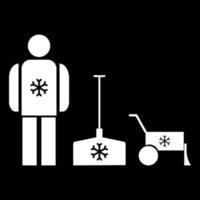 Snow removal icon white color vector illustration image flat style