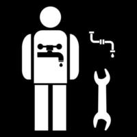 Plumber icon white color vector illustration image flat style