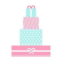 un montón de regalos. cajas envueltas en papel de regalo. cumpleaños de niños. niño o niña. elemento de decoración de fiesta de baby shower. ilustración vectorial vector