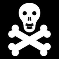 Skull and bones icon white color vector illustration image flat style