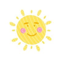 isolated cartoon sun smiling vector illustration. Design element for children's books, stickers, carnival symbol