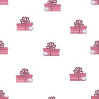 Gift boxes, presents seamless pattern vector icon set. . Colorful wrapped paper textile. Cute holiday print.. Cartoon flat design.