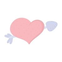 heart pierced with arrow. Symbol of love. Doodle style Valentine's day illustration. vector