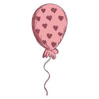 Cartoon pink baloon. Decorative party element.  Vector design concept for Valentines Day