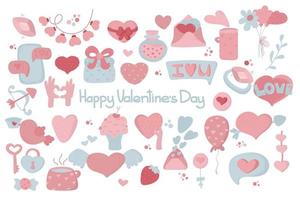 St. Valentine's Day collection of cute elements.. Love clipart. Many various romantic objects. hand drawn elements about love. Valentine's day collection of cute elements vector