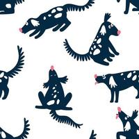Seamless pattern with cute funny dogs on a white background vector