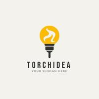 torch idea minimalist logo design illustration template. modern simple business logo concept vector