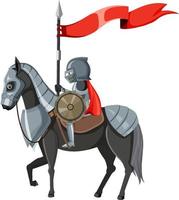 Knight riding a horse with weapon and shield vector