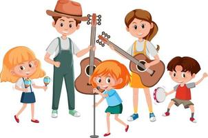 Group of musicians cartoon character on white background vector