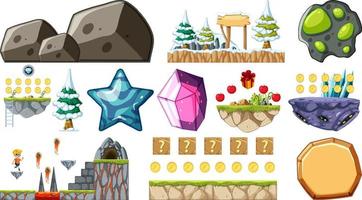 Isolated fantasy space game objects and elements set vector