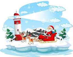 dia de nieve con santa claus en trineo vector