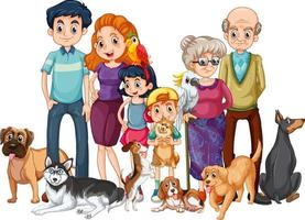 miembros de la familia con su mascota vector