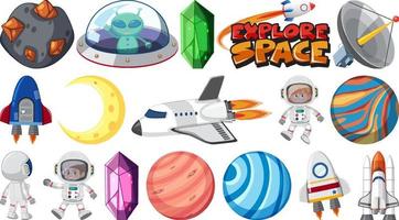 Isolated fantasy space game objects and elements set vector