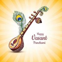 Happy vasant panchami celebration card background vector