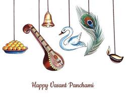 Happy vasant panchami celebration card background vector