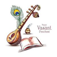 Happy vasant panchami celebration card background vector