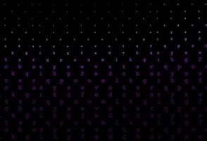 Dark purple vector layout with latin alphabet.