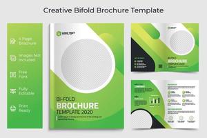 Creative business bifold brochure layout template design or magazine cover page design vector template