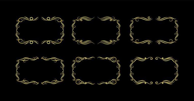 Gold Borders Elements Set Collection, ornament Vector