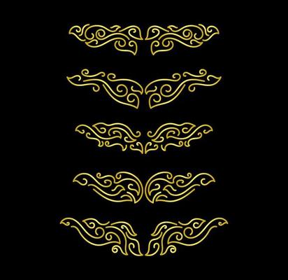 Gold Borders Elements Set Collection, ornament Vector