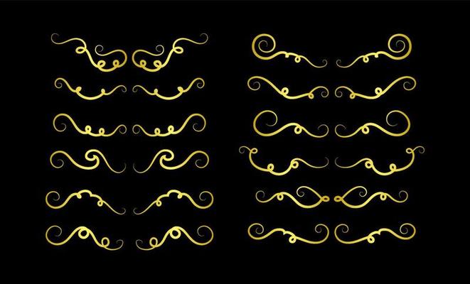 Gold Borders Elements Set Collection, ornament Vector