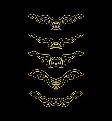 Gold Borders Elements Set Collection, ornament Vector