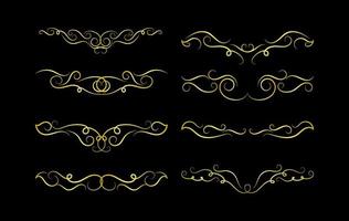 Gold Borders Elements Set Collection, ornament Vector