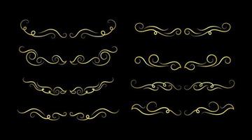 Gold Borders Elements Set Collection, ornament Vector