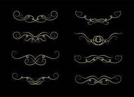 Gold Borders Elements Set Collection, ornament Vector