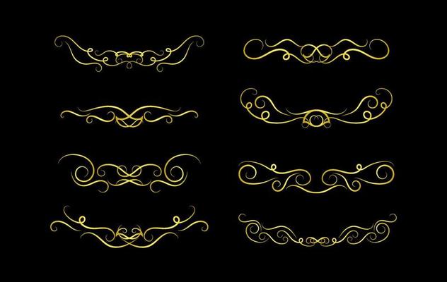 Gold Borders Elements Set Collection, ornament Vector