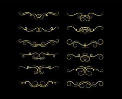 Gold Borders Elements Set Collection, ornament Vector