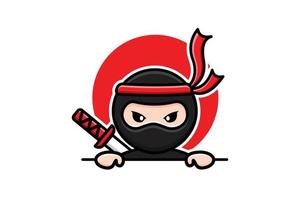 Ninja Cartoon Character Landing Pose 8629736 Vector Art at Vecteezy