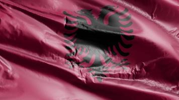 bandiera dell'albania sventola sul ciclo del vento. bandiera albanese che ondeggia nella brezza. sfondo di riempimento completo. Ciclo di 10 secondi.
