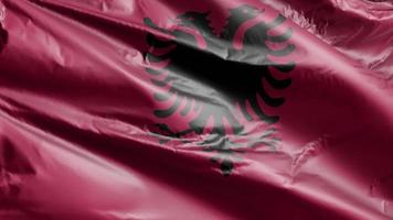 bandiera dell'albania che ondeggia lentamente sul ciclo del vento. bandiera albanese che ondeggia dolcemente sulla brezza. sfondo di riempimento completo. Ciclo di 20 secondi.