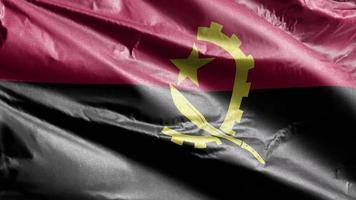 Angola textielvlag langzaam zwaaiend op de windlus. Angolese banner soepel zwaaiend op de wind. stof textiel weefsel. volledige vulling achtergrond. 20 seconden lus. video