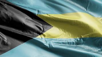 bandeira das bahamas acenando no loop de vento. bandeira das Bahamas balançando na brisa. fundo de preenchimento completo. loop de 10 segundos. video
