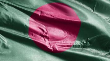 Bangladesh textiel vlag zwaaien op de wind-lus. bangladesh banner zwaaiend op de wind. stof textiel weefsel. volledige vulling achtergrond. 10 seconden lus. video