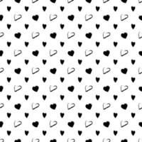 decoración festiva para el día de san valentín. linda impresión de línea simple. patrón blanco y negro transparente con corazones dibujados a mano. ilustración vectorial plana para envolver papel, textil y diseño vector