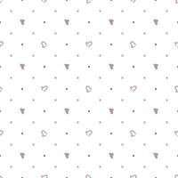 Cute seamless pattern with hand drawn hearts and circles on white background. Festive decoration for Valentine Day, holiday print for wrapping paper, textile and design. Vector flat illustration