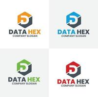 Unique Data Hex Logo design vector