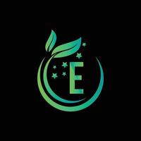 Creative E leaf logo design vector